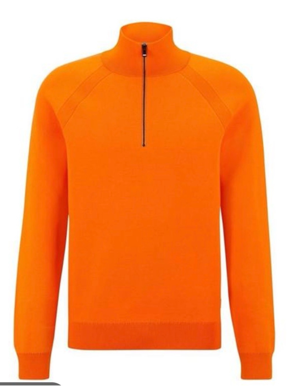 BOSS Men's Orange Gallone Quarter-Zip Sweatshirt - Size Medium - Gently Used